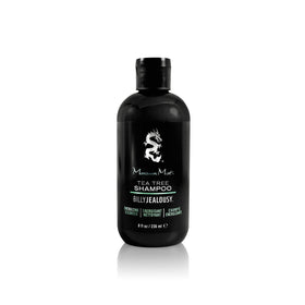 Billy Jealousy Monsoon Mist bottle of Tea Tree Shampoo showing refreshing formula for energized hair