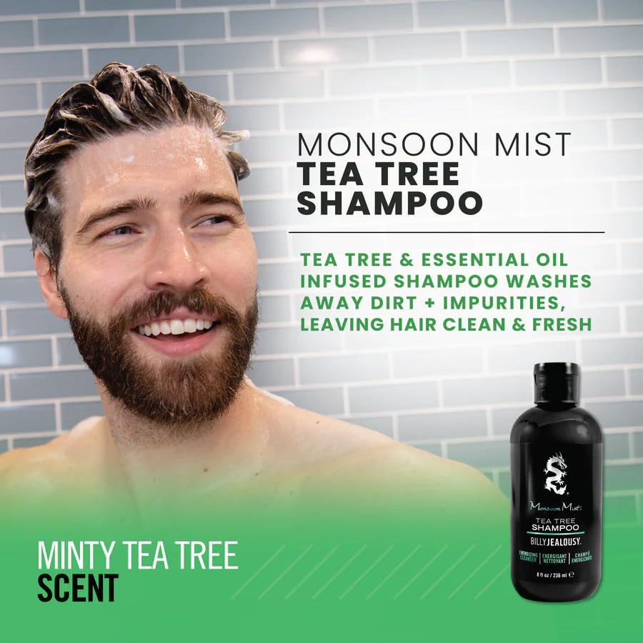 Rosemary and peppermint infusion highlight in Billy Jealousy Monsoon Mist Shampoo