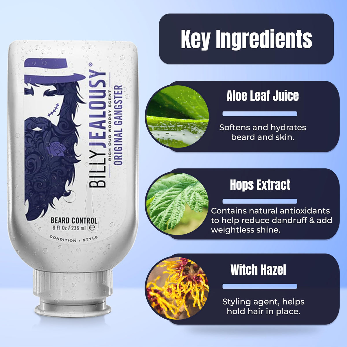 Light hold and matte finish create a natural, non-greasy beard look