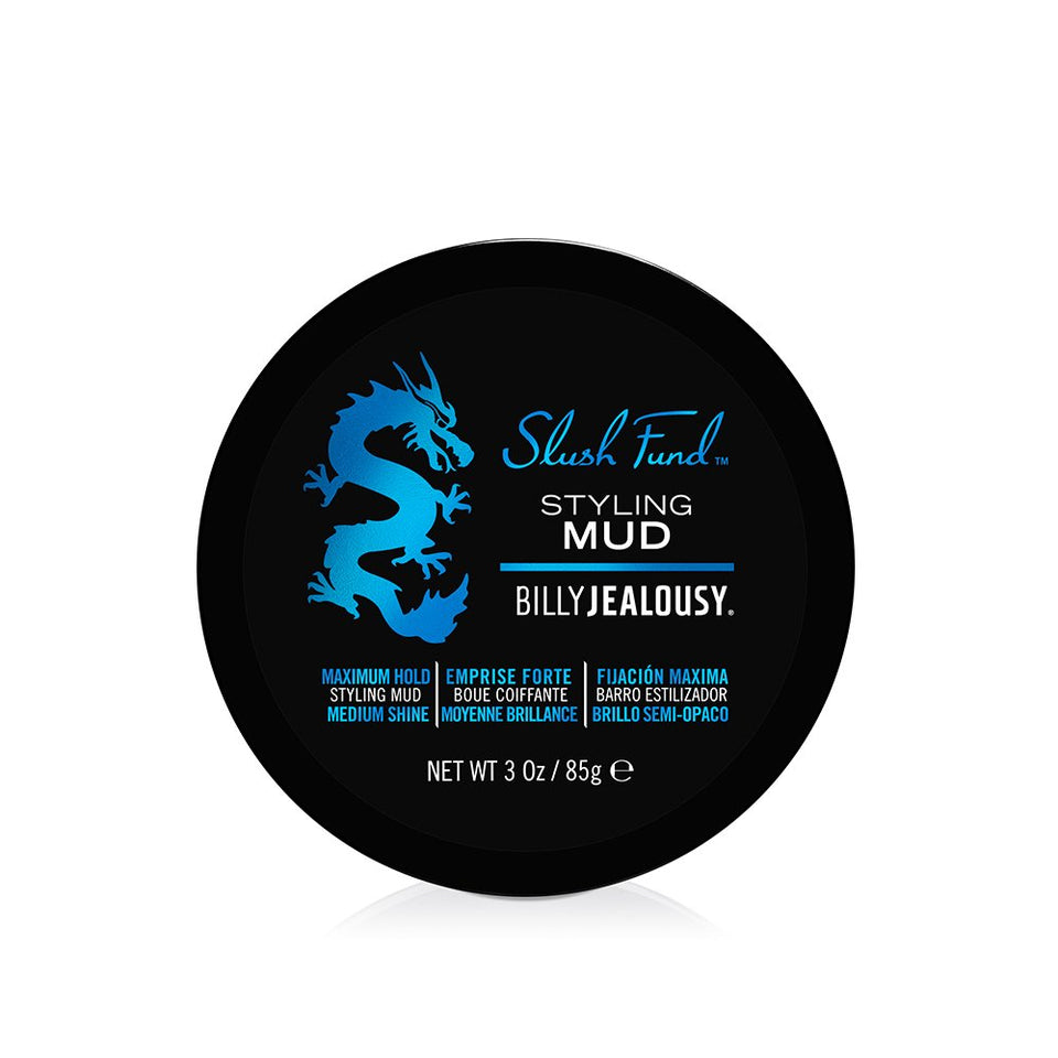 Billy Jealousy Slush Fund packaging on display, a cruelty-free styling solution for textured looks.