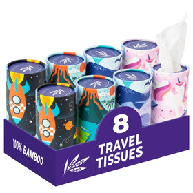 Bim Bam Boo car tissue holder keeps your cup holder organized with soft bamboo tissues for quick cleanups.