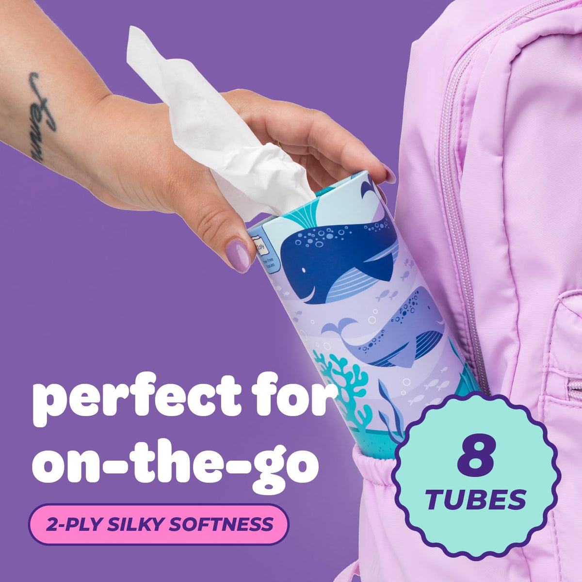 Bim Bam Boo tubular tissues are easy to grab for on-the-go facial freshening.