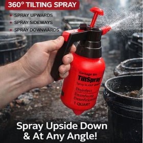 BinClaw TiltSpray adjustable nozzle delivers mist and targeted stream.