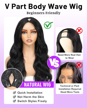 BINF V Part Wig glueless clip-in design for hassle-free styling