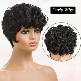 BingSing layered pixie wig back with rippling curls