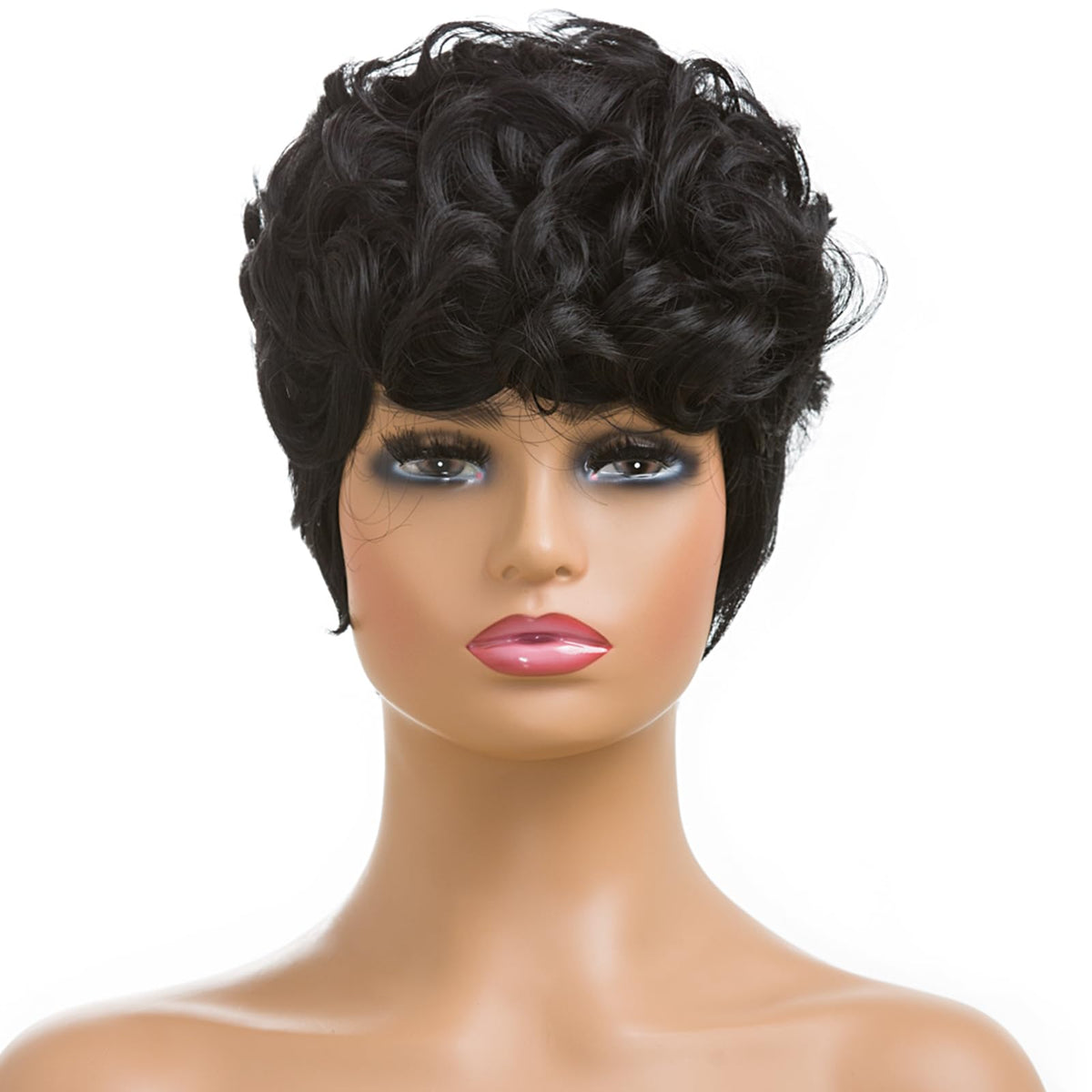BingSing short wig bangs side view showcases easy maintenance