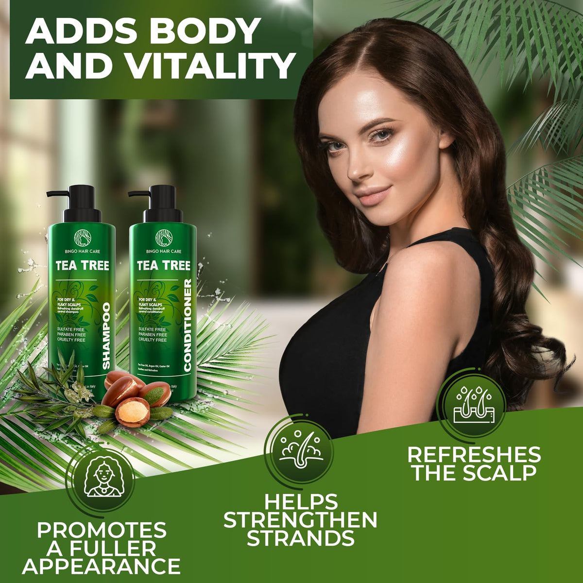 BINGO HAIR CARE anti-dandruff flakes closeup signals relief from flaky scalp.