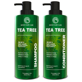 BINGO HAIR CARE Tea Tree Shampoo bottle for a refreshing scalp cleanse.