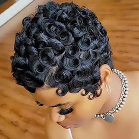 BingSing Pixie Cut Wig natural black front view for confident daytime look