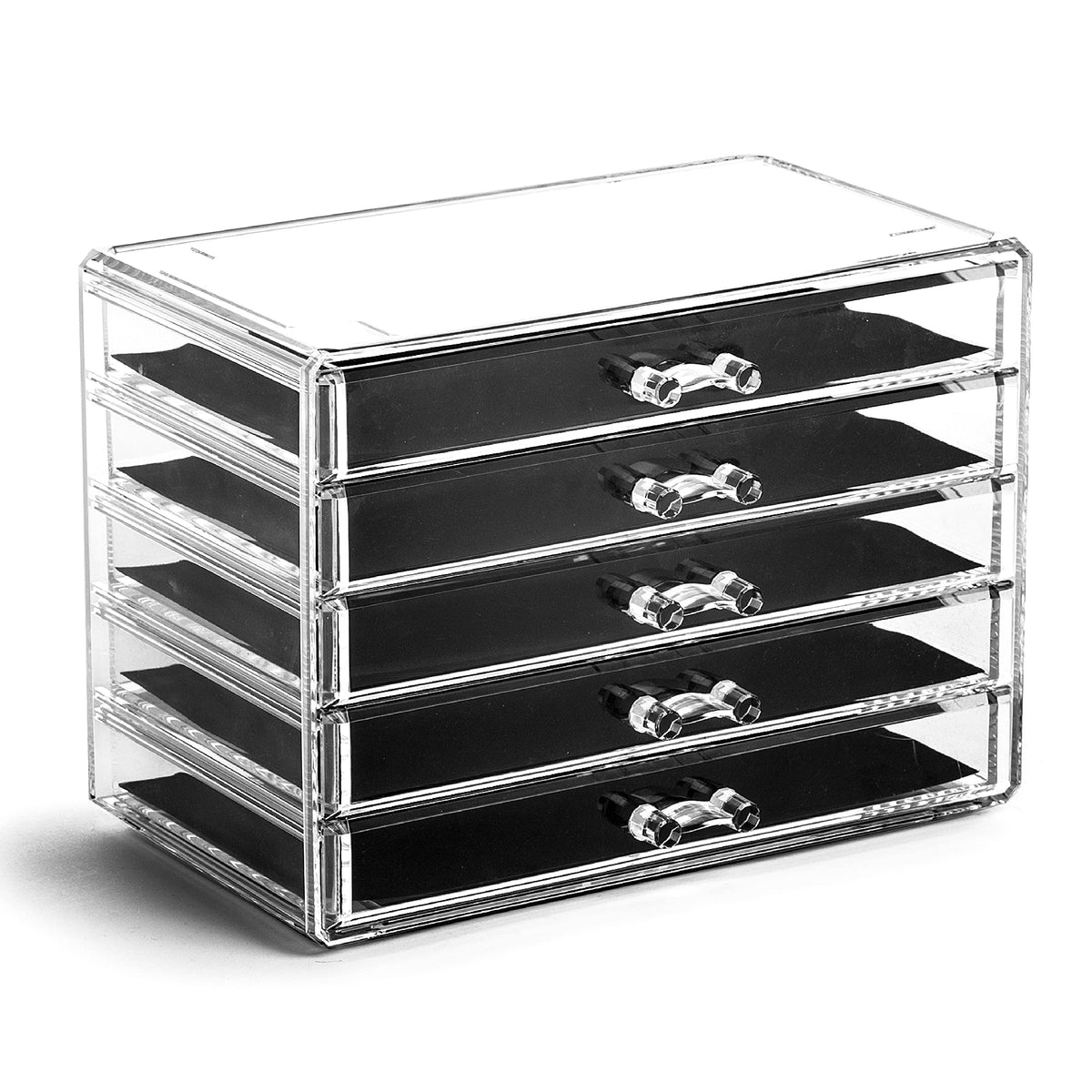BINO Manhattan 5-drawer organization top view highlights expansive makeup storage.