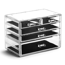 BINO Manhattan Series acrylic makeup drawer—large front view for easy access.