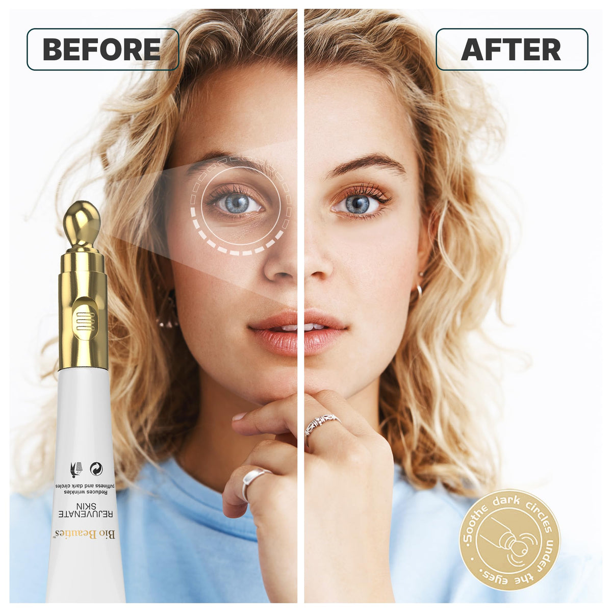 Bio Beauties eye-area close-up showing refreshed, smooth skin