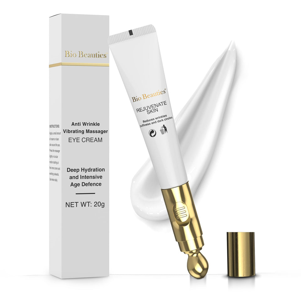 Bio Beauties retinol under-eye cream bottle highlighting hydrating formula for brighter under-eyes