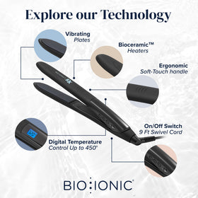 Bio Ionic 10X Styling Iron rounded barrel enables versatile waves or straight styles.