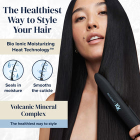 Bio Ionic 10X Styling Iron vibrating plates for smoother, faster styling.