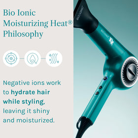 Limited Edition Teal Tide color of Bio Ionic 10X Ultralight Dryer adds vibrant toolkit look