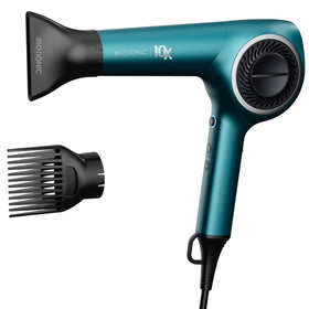 Bio Ionic 10X Ultralight Dryer Teal Tide front view for fast, smooth blowouts