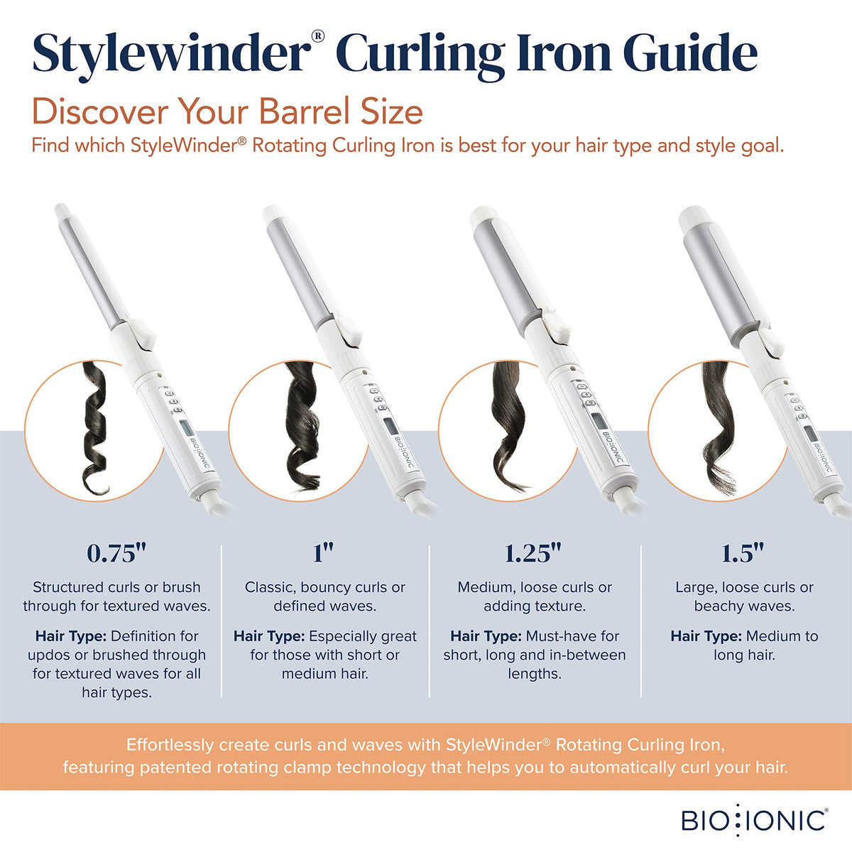 Bio Ionic Stylewinder nano-ionicmx-barrel demonstrates moisture-friendly styling and healthier-looking curls.