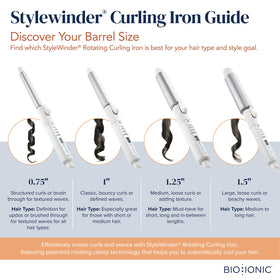 Bio Ionic Stylewinder nano-ionicmx-barrel demonstrates moisture-friendly styling and healthier-looking curls.