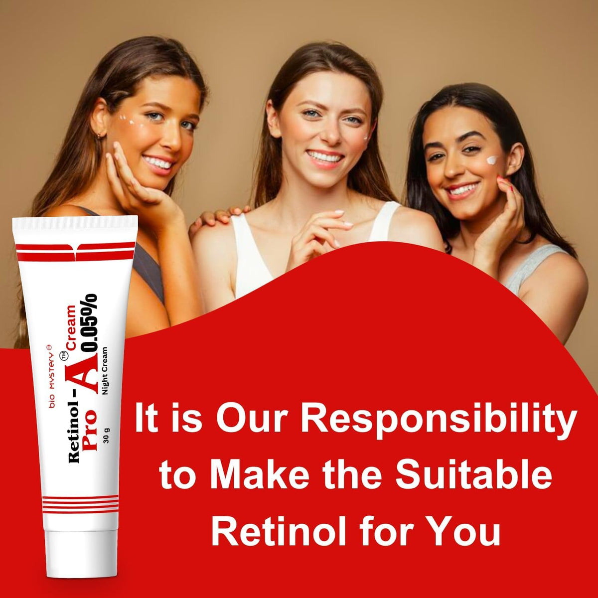Bio Mystery Fragrance-free skincare bottle highlighting sensitive-skin friendly formula.