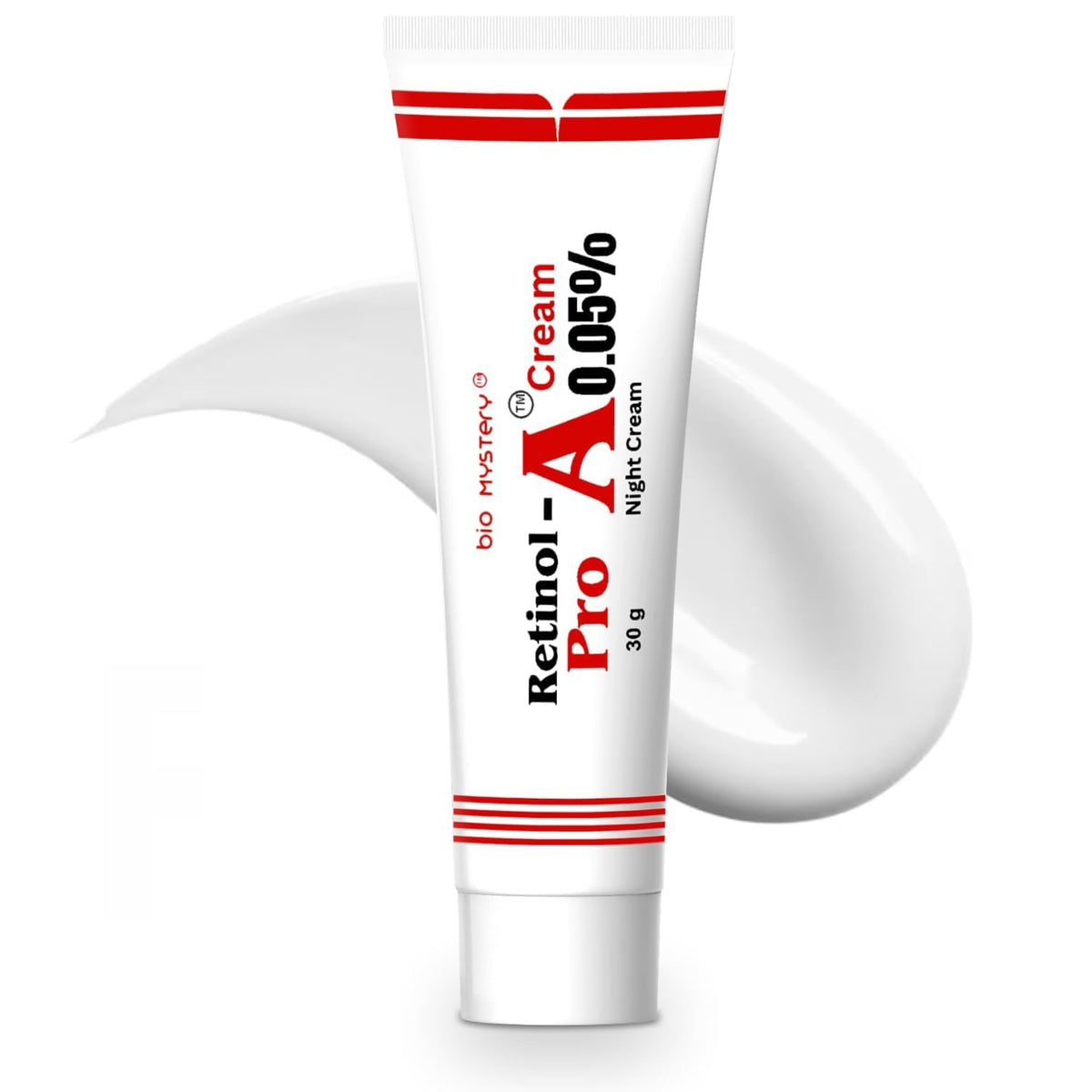 Bio Mystery Retinol Night Cream texture swatch showing even application.