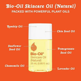 Bio-Oil on face for even tone and nourishment.