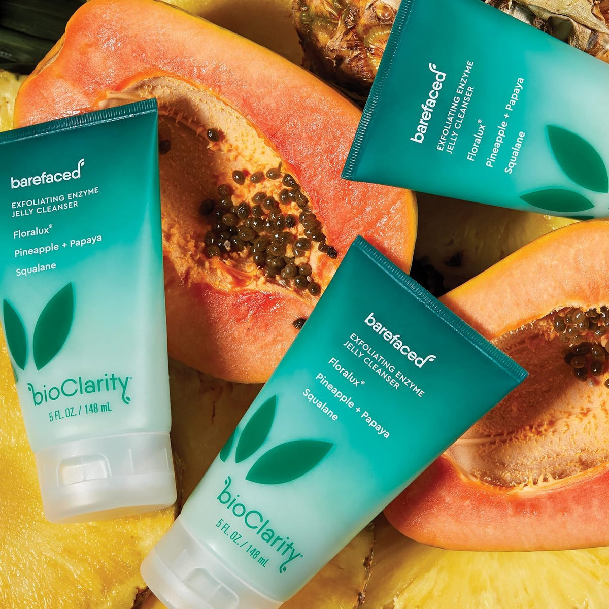 Papaya enzyme close-up suggests skin-smoothing exfoliation with natural enzymes.