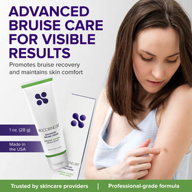 BIOCORNEUM bruise cream applied on arm demonstrates easy, quick spot treatment.