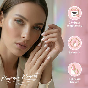 Bioday nails on hand showing quick, reusable manicure