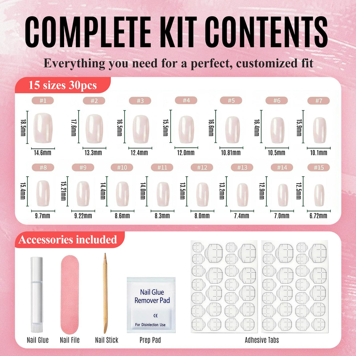 Bioday nail file and prep pad included for precise application