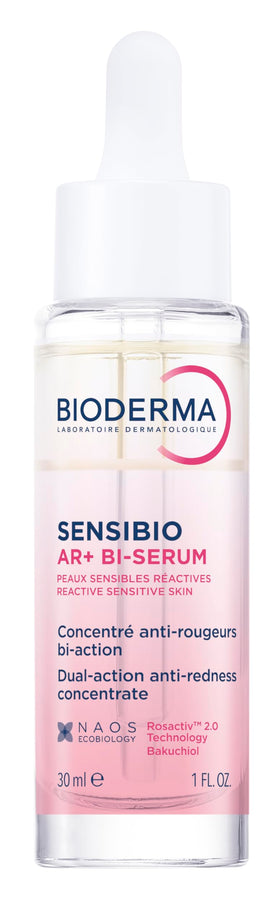 Bioderma SENSIBIO AR+ BI-SERUM front view bottle for redness-reducing care.