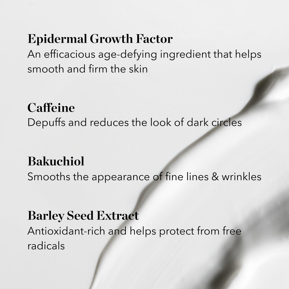 BIOEFFECT EGF Power Eye Cream caffeine helps calm puffiness and refresh micro-circulation around eyes.