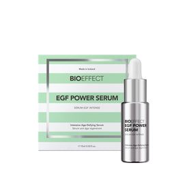 Bioeffect EGF Power Serum bottle close-up showing premium packaging and potent formula.
