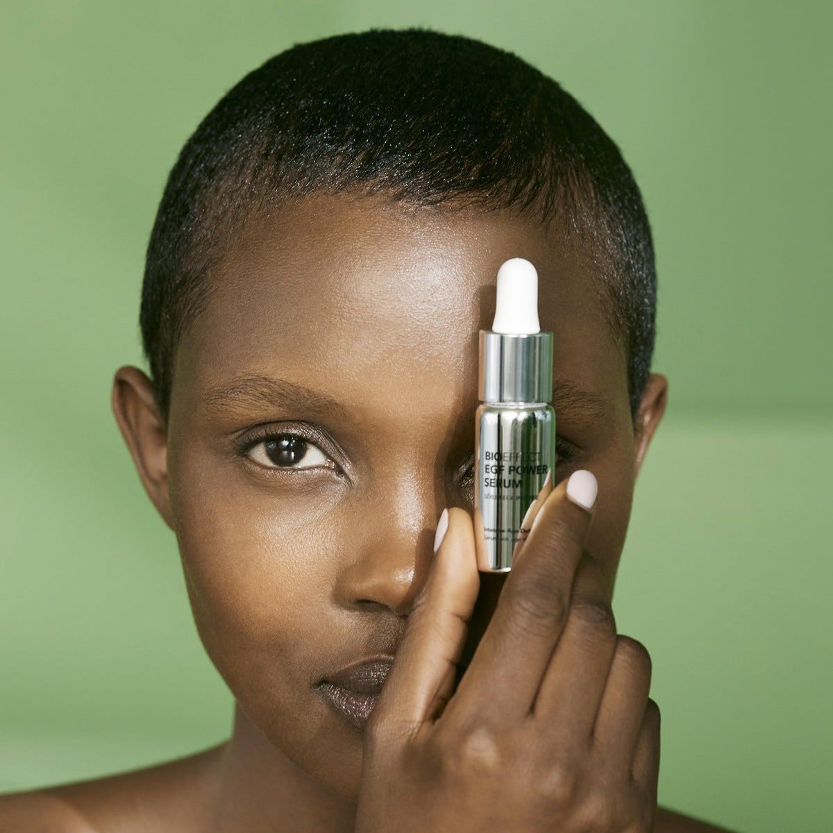 Bioeffect EGF Power Serum packaging photo signals sustainable, clean beauty values.
