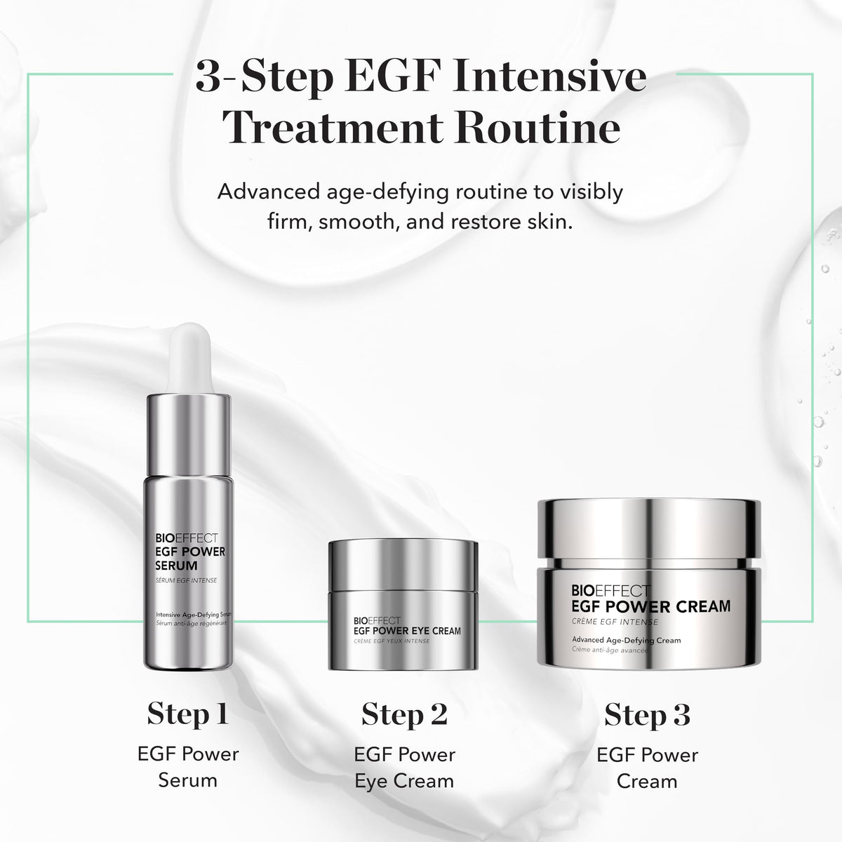 Bioeffect EGF Power Serum on display with glass bottle and dropper ready for routine use.