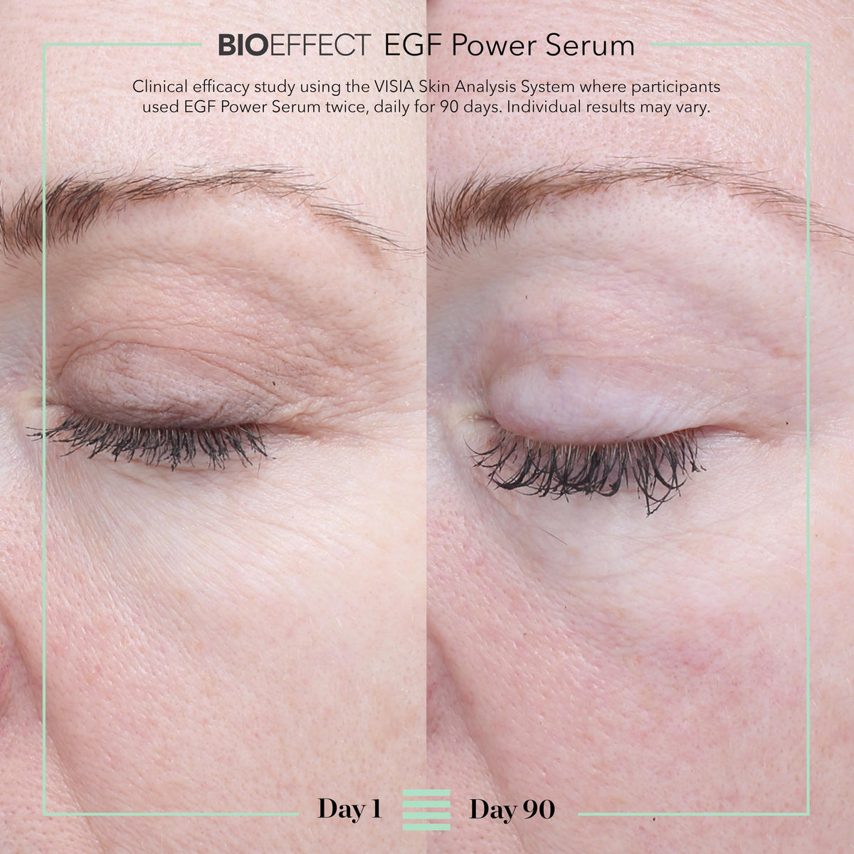 Bioeffect EGF Power Serum texture swirl highlights creamy, hydrating consistency.