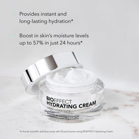 Bioeffect Hydrating Cream Moisturizer texture swatch reveals silky, non-greasy feel