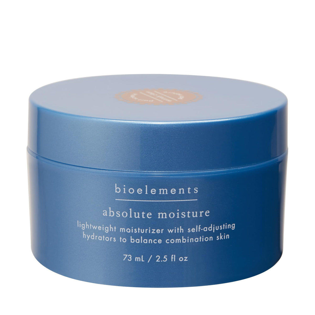Bioelements Absolute Moisture bottle front showing compact 2.5 oz packaging for daily hydration