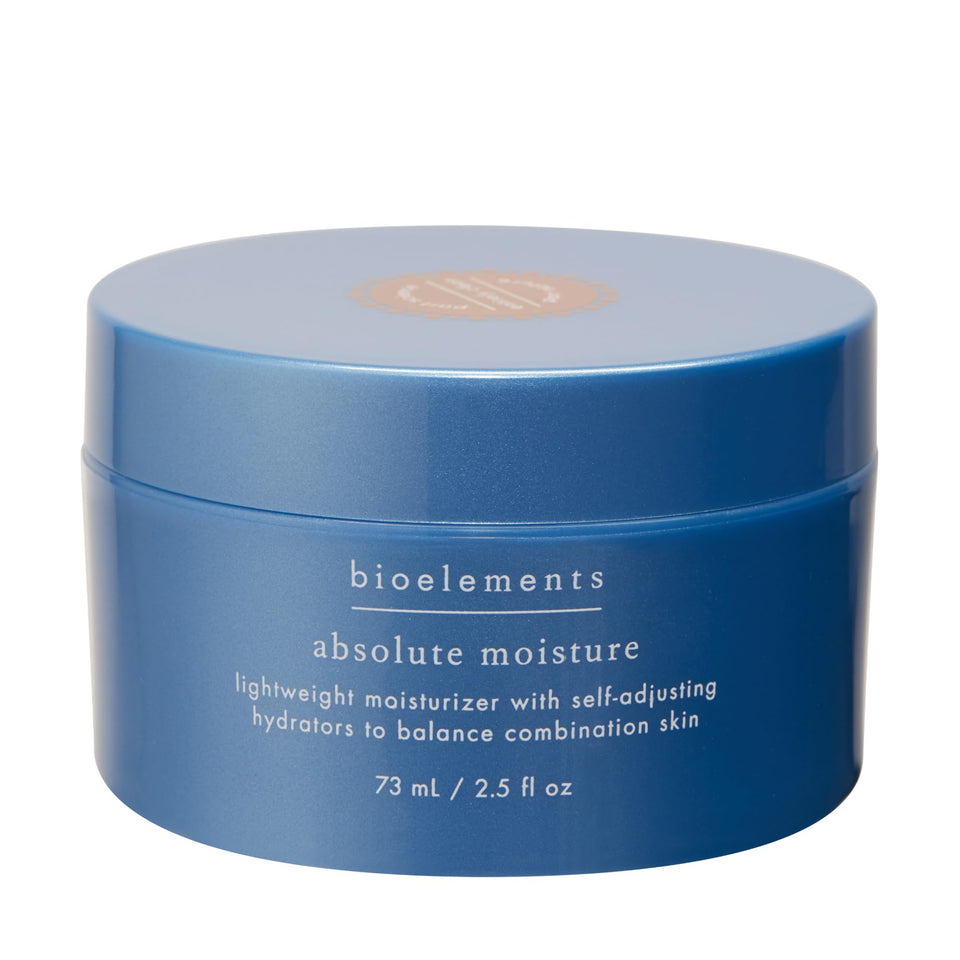 Bioelements Absolute Moisture bottle front showing compact 2.5 oz packaging for daily hydration