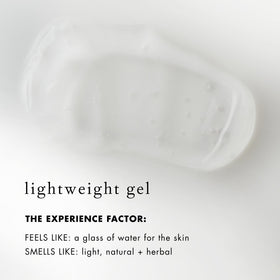 Gel texture applied to clean skin demonstrating quick absorption.