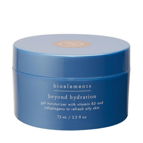 Bioelements Beyond Hydration gel moisturizer in a jar showing a light non-greasy finish.