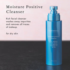 Bioelements Moisture Positive Cleanser label closeup highlighting herbal formula