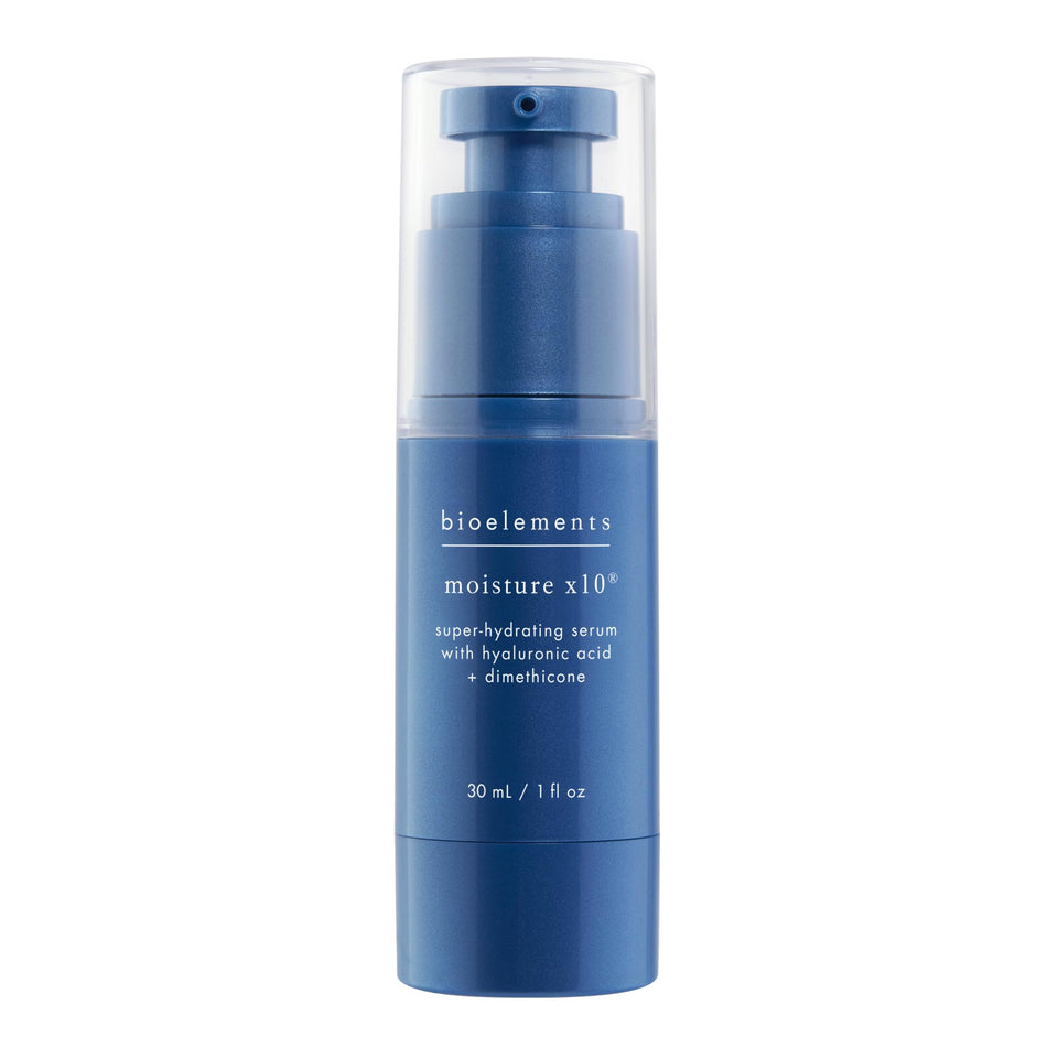 Bioelements Moisture x10 serum bottle closeup for deep hydration