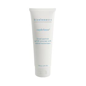 Bioelements RayDefense SPF 30 bottle for daily sun protection during outdoor activities.