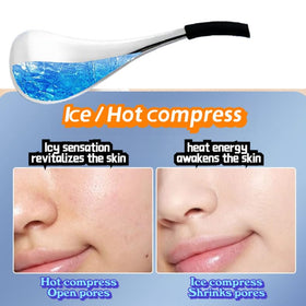 BIOESTHE cooling globes gliding on skin to calm tension and redness.