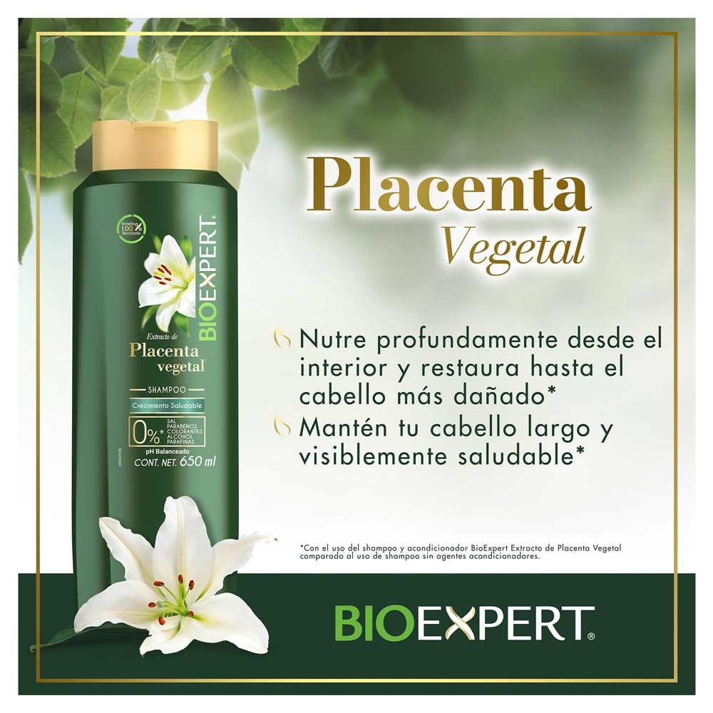 Creamy lather from Bioexpert Shampoo enriched with plant placenta extract for smooth feel.