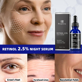 Bioglossy Retinol Serum night routine step promotes smoother, hydrated skin.
