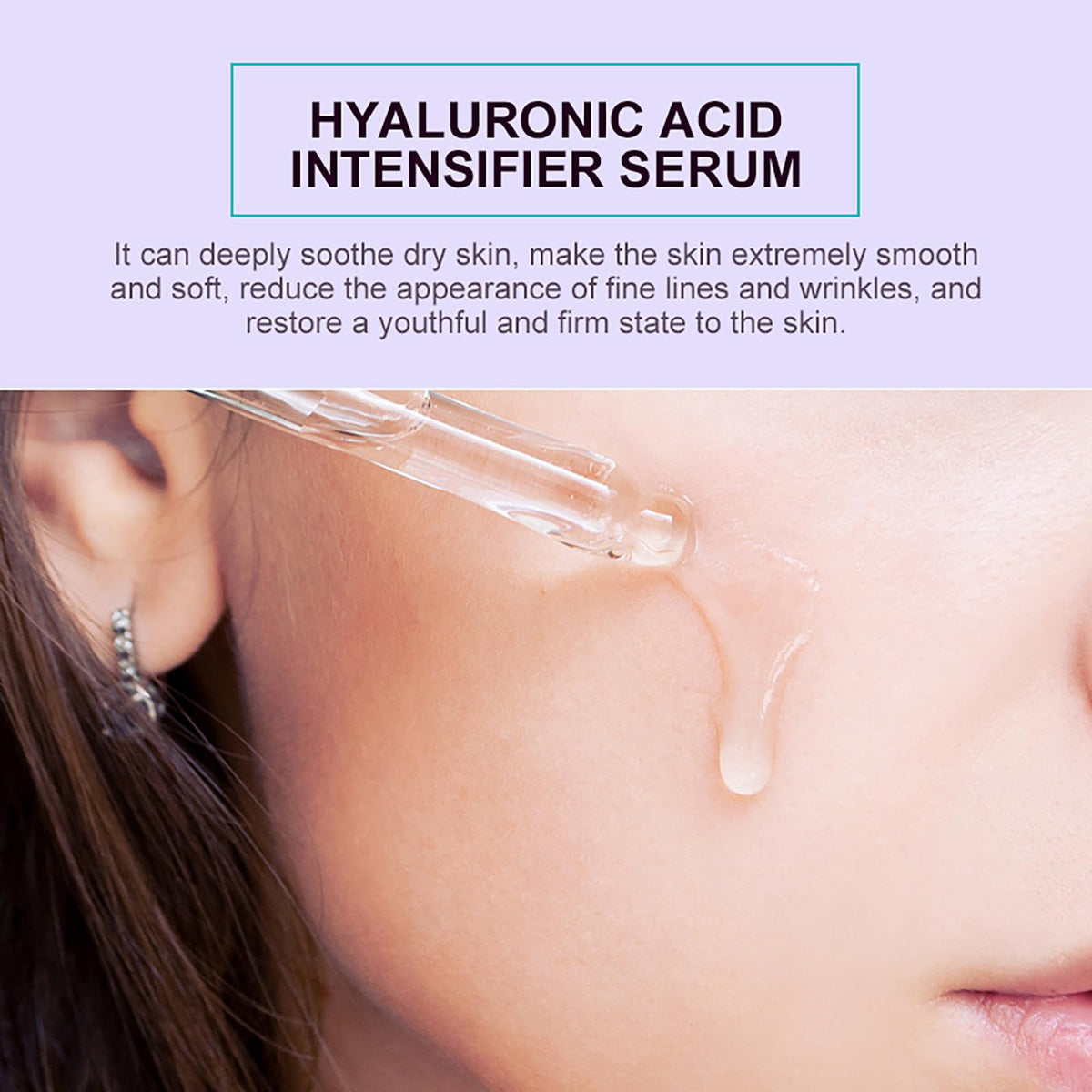 Bioglossy Hyaluronic Acid Intensifier serum massaged into skin for renewed suppleness.