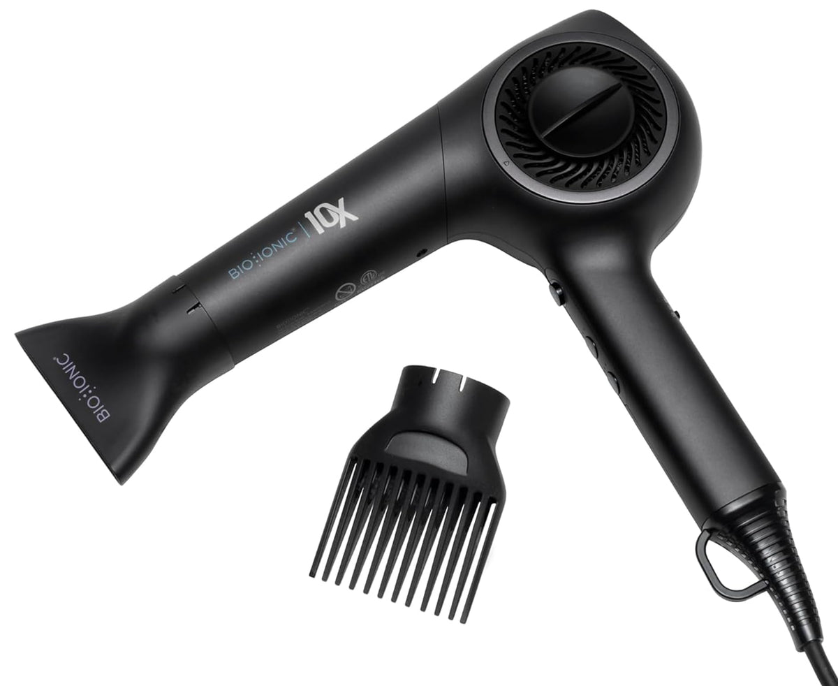 Bio Ionic 10X Ultralight dryer with concentrator nozzle for precise salon-style results at home