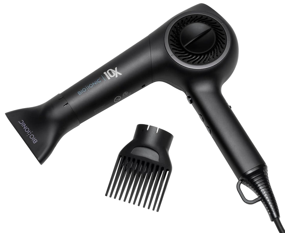 Bio Ionic 10X Ultralight dryer with concentrator nozzle for precise salon-style results at home